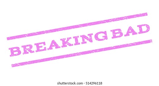 Breaking Bad watermark stamp. Text tag between parallel lines with grunge design style. Rubber seal stamp with scratched texture. Vector violet color ink imprint on a white background.