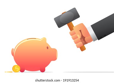 Breaking the Bank, Hammer about to smash a piggy bank