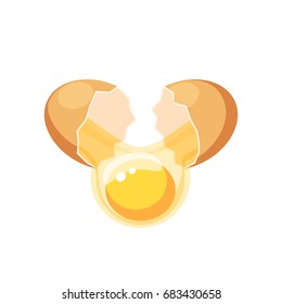 Breaking the brown egg. Vector illustration flat icon isolated on white.