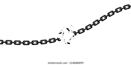 Breaking Chain Freedom And Liberty Concept Vector Illustration In Poster Style, Liberation, Weak Link Concept.