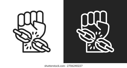 Icono de la cadena de ruptura en estilo de línea blanco y negro