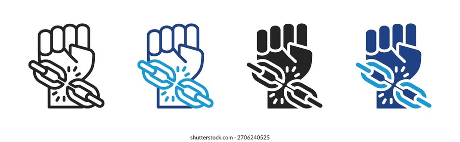 Breaking Chain icon set multiple style collection