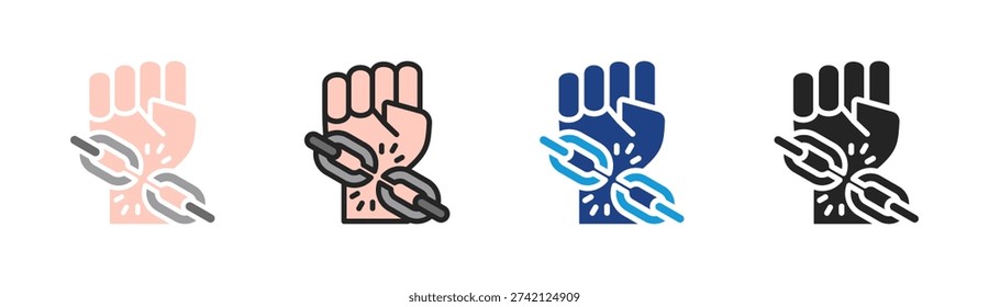 Breaking Chain icon set multiple style collection