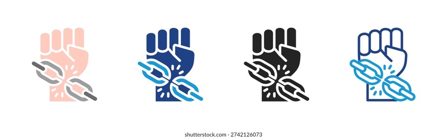 Breaking Chain icon set multiple style collection