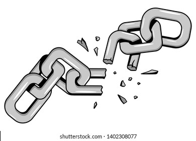 Breaking chain vector cartoon illustration isolated on a white background.