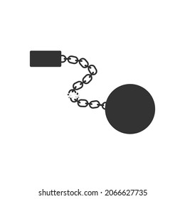 Breaking the chains of slavery, a sign of freedom. Flat design vector illustration isolated on white background.