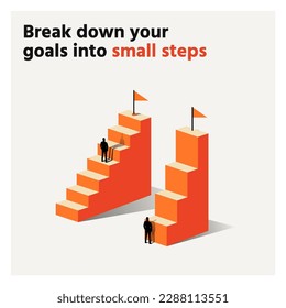 Breaking Down Your Goals: Vector Concept Design for New Beginnings, Ideas, and Opportunities with Minimalist Illustration