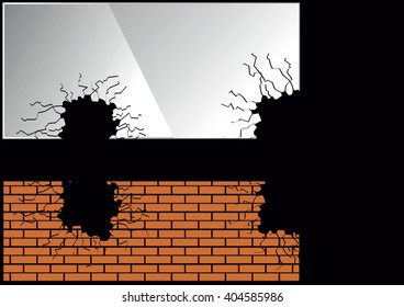 Breaking effect on glass and brick