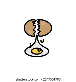 Breaking an eggs, cracked an egg, cooking filled outline icons. Vector illustration. Editable stroke. Isolated icon suitable for web, infographics, interface and apps.