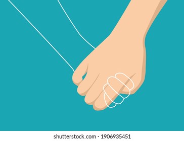 Breaking up families, torn-apart couples, Two hold hands with one in outline. Vector illustration.