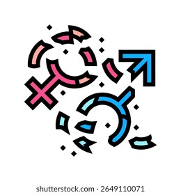 breaking gender stereotypes color icon vector. breaking gender stereotypes sign. isolated symbol illustration
