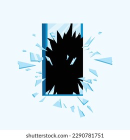 breaking glass window vector illustration