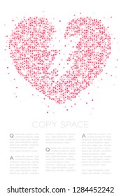 Breaking Heart icon Abstract Geometric Square box pixel pattern, Valentine's day concept design pink color illustration on white background with copy space, vector eps 10