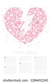 Breaking Heart icon Abstract Geometric Low polygon square box pixel and Triangle pattern, Valentine's day concept design pink color illustration on white background with copy space, vector eps 10