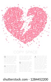 Breaking Heart icon made frome Abstract mini heart pattern, Valentine's day concept design pink color illustration on white background with copy space, vector eps 10