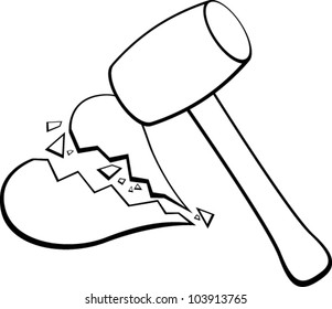breaking a heart with a mallet