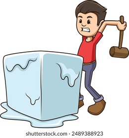 Breaking the ice popular saying vector illustration