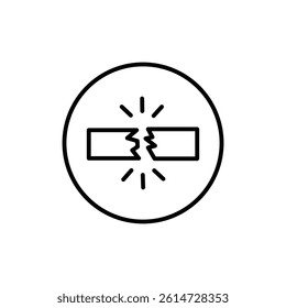 Breaking icon black and white vector sign