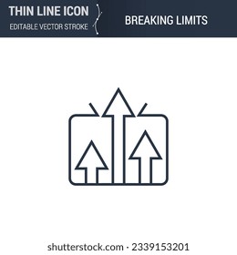 Breaking Limits Symbol Icon. Sleek Thin Line Business Icon. Stroke Pictogram Graphic for Web Design. High-Quality Outline Symbol Concept. Premium Monoline Aesthetic. Simple and Elegant Logo Design.