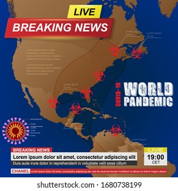 Breaking news with america map and coronavirus disease places