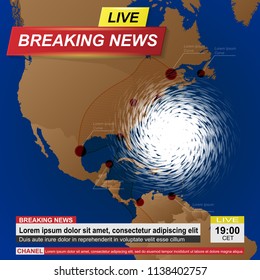 Breaking News With America Map And White Hurricane