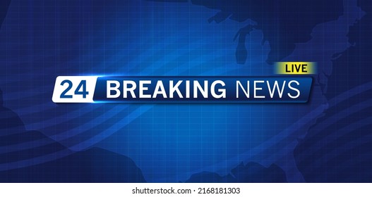 Breaking news background business or technology template. breaking news text on dark blue with earth and world map background, TV news show broadcast. vector design.