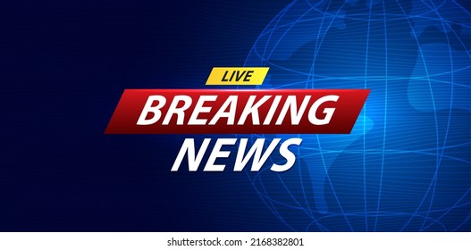 Breaking news background business or technology template. breaking news text on dark blue with earth and world map background, TV news show broadcast. vector design.