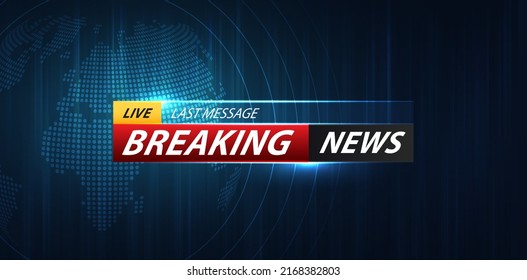 Breaking news background business or technology template. breaking news text on dark blue with earth and world map background, TV news show broadcast. vector design.