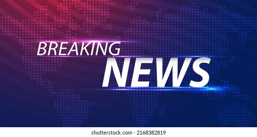 Breaking news background business or technology template. breaking news text on dark blue with earth and world map background, TV news show broadcast. vector design.