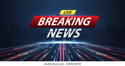 Breaking news background business or technology of world the template. breaking news text on dark blue with light effect. digital technology, TV news show broadcast. vector design.