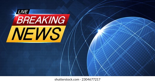 Breaking news background business or technology of world the template. breaking news text on dark blue with light effect. digital technology, TV news show broadcast. vector design.