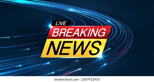 Breaking news background business or technology of world the template. breaking news text on dark blue with light effect. digital technology, TV news show broadcast. vector design.