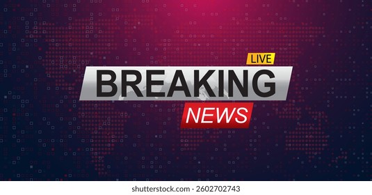 Breaking news background template. Red broadcasting with globe. Business vector	