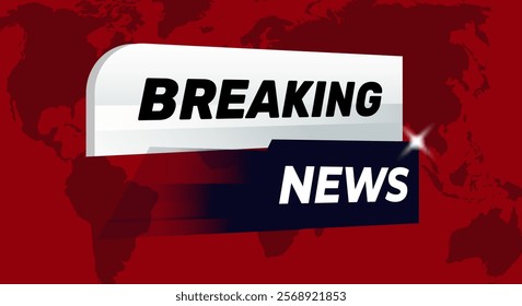 Breaking News background template for television with red  background,earth background,tv news broadcast.Vector design. Multimedia.Technology
