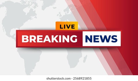 Breaking News background template for television with red and white  background,earth background,tv news broadcast.Vector design. Multimedia.Technology
