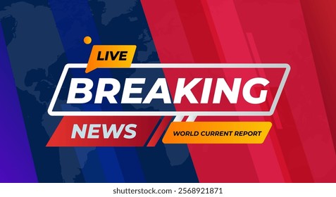 Breaking News background template for television with red  background,earth background,tv news broadcast.Vector design. Multimedia.Technology