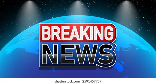 Breaking News background template for television with red and blue background,earth background,tv news broadcast.Vector design.Multimedia.Technology