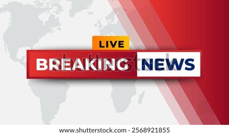 Breaking News background template for television with red and white  background,earth background,tv news broadcast.Vector design. Multimedia.Technology
