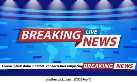 Breaking news background, TV channel news screensaver, vector illustration