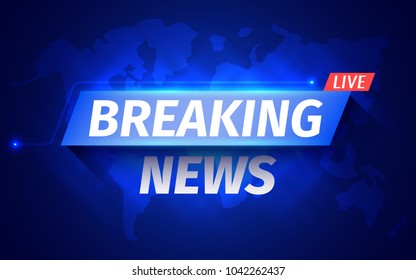 Breaking News Background With World Map. Vector Illustration.