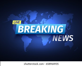 Breaking news background. World map. Vector illustration.