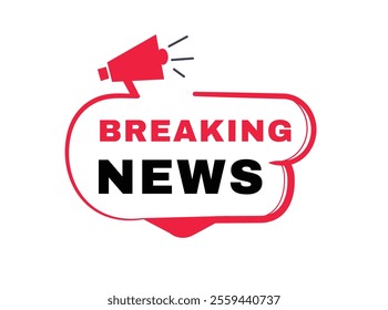 Breaking news badge, label icon flat style isolated for Advertising, Promo, banner vector template or web element.