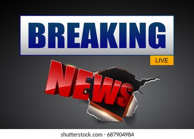 Breaking news banner design, vector background