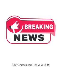 Breaking news banner element or badge icon template red. Vector symbol design modern.