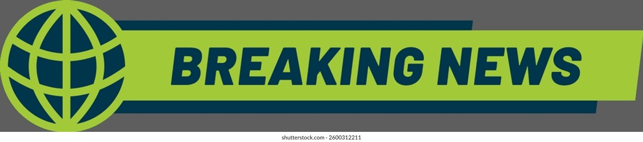 Breaking news banner featuring a globe, delivering urgent and important updates from around the world. Perfect for media and communication platforms, ensuring timely information dissemination