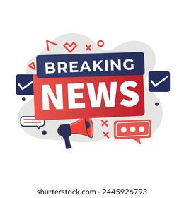 Breaking News Banner isolate in white Background.Tv Brodcusting banner for advertising vector illustration.