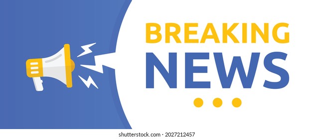 Breaking news banner with megaphone icon. Vector illustration