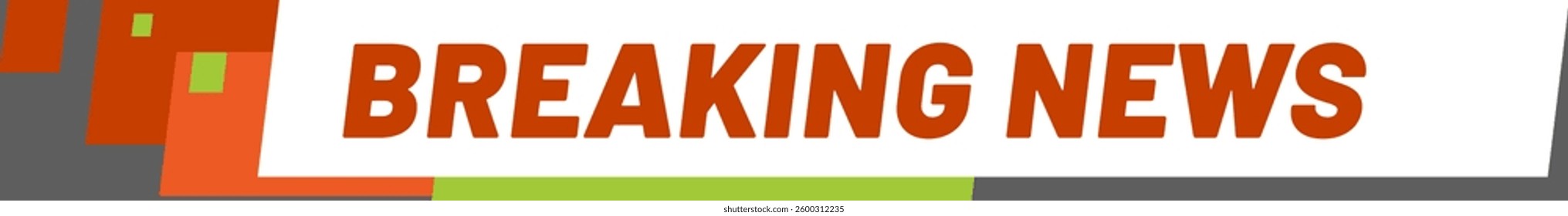 Breaking news banner with orange title and colorful squares is informing about latest events, providing important updates and urgent information to the public