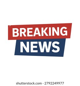 Breaking news banner with red and blue text on white background