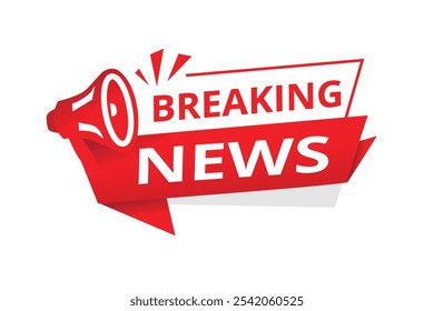 Breaking news banner, sign announcement vector illustration design with megaphone. web element or template design.